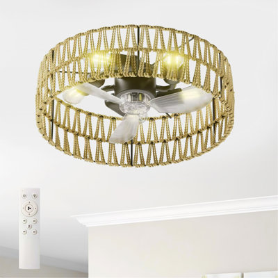 Ventilateur de plafond de petite taille à 3 pales avec télécommande, ventilateur de plafond à profil bas pour cuisine - (n'inclut pas les ampoules)