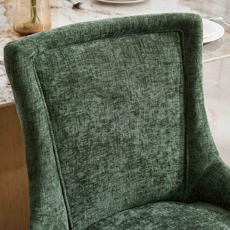 Ensemble de 2 chaises de salle à manger de style moderne avec pieds plaqués courbés, Vert olive