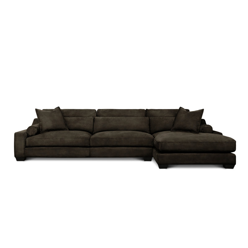 Montecarlo Upholstered L-Shaped Sectional, Left Hand Facing, Mahogany Coyote Genuine Leather