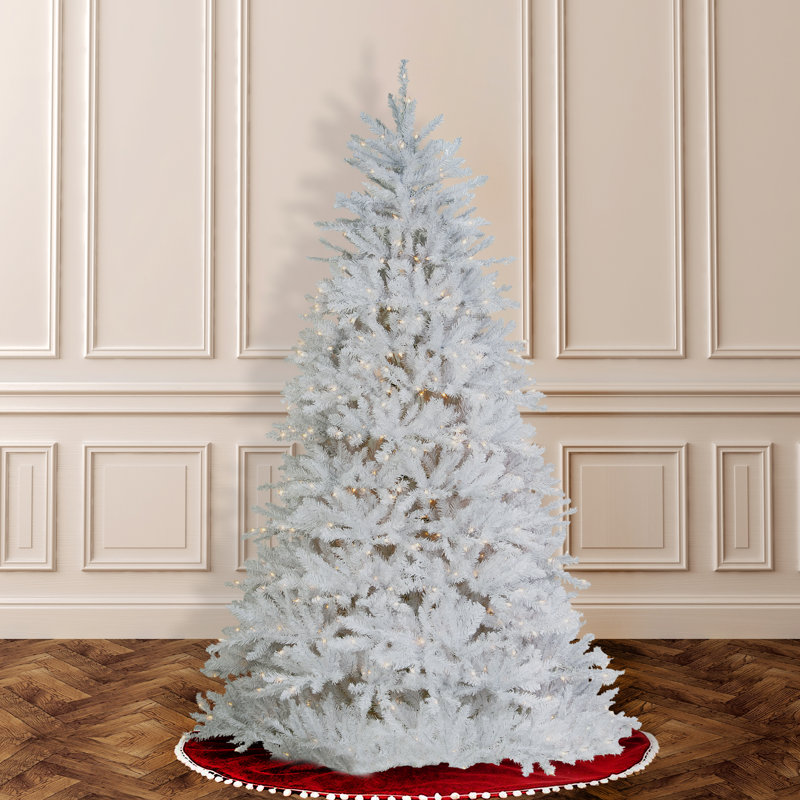 The Holiday Aisle® Dunhill Fir White Tree with Clear Lights, 6.5'