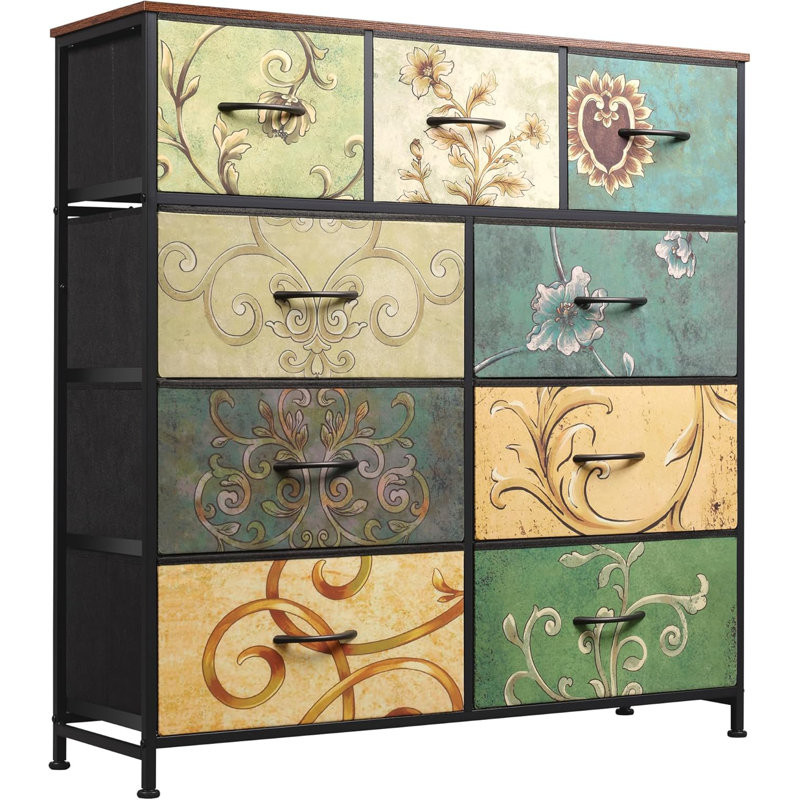Commode 9 tiroirs avec tour de rangement en tissu Reinardo