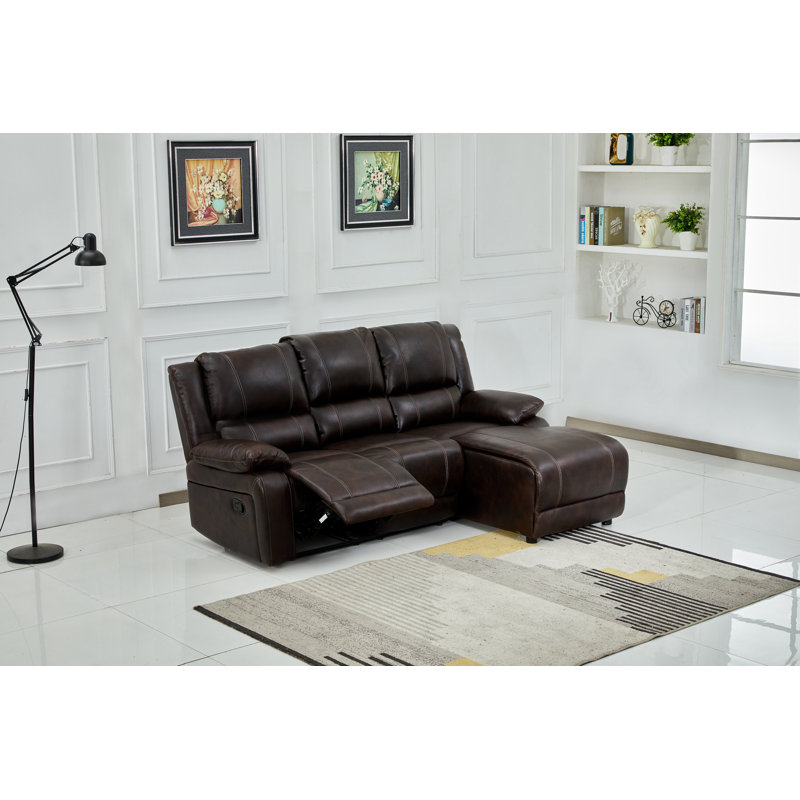 Bonded Leather Brown Modular Reclining Sectional 8061