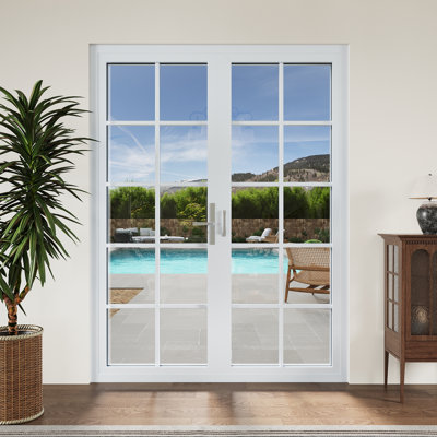 Porte de patio pliante blanche en verre trempé blanc à double panneau 10 portes extérieures 1 + 1