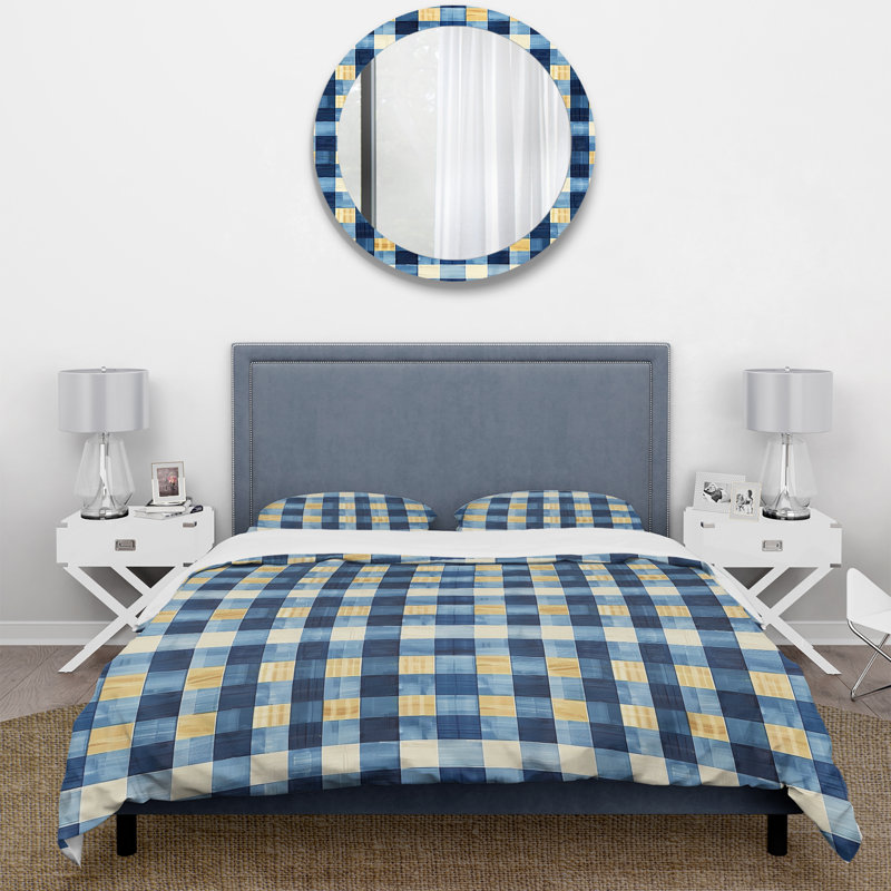 Ensemble de housse de couette Mid-Century Gingham II - Mid-Century bleu marine