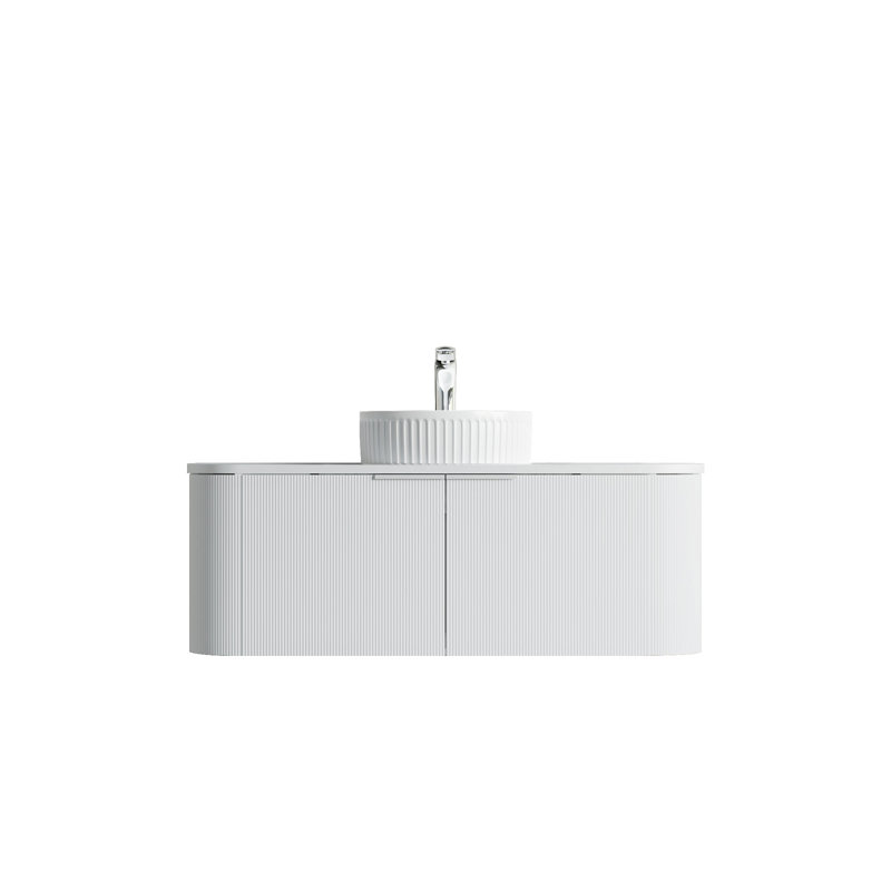 Vireo 46" Single Bathroom Vanity with Marble Top, White, White