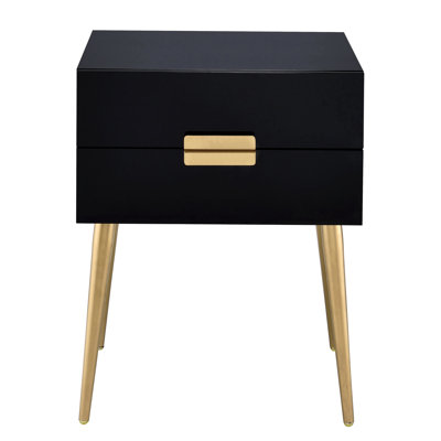 Table d'appoint noire et dorée 2, moderne pour le salon principal et la table - Idéales pour les espaces restreints, les extrémités, les côtés ou la nuit