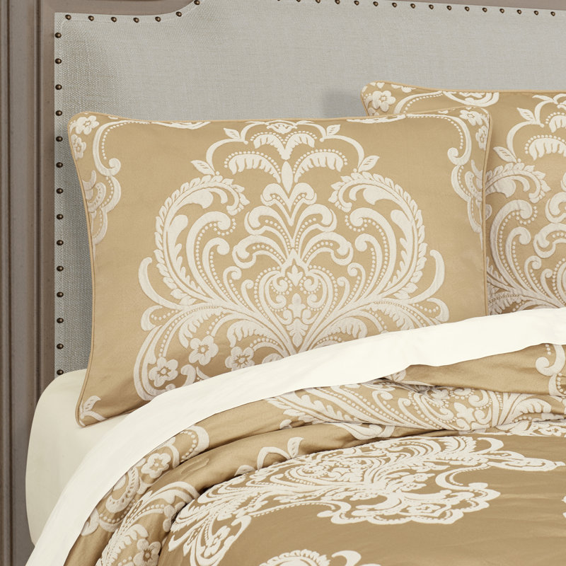Potenza 3Pc. Ensemble d'édredon, Édredon double / grand + 2 taies décoratives sta, Doré