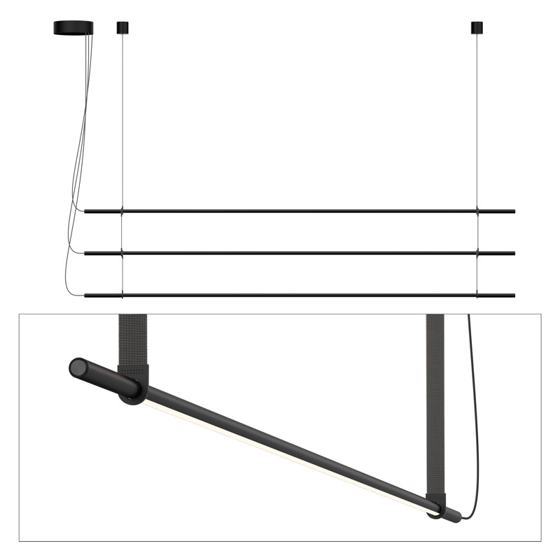 T.O 3 - Light Kitchen Island Modern Linear Pendant, Matte Black/Graphite Gray, Matte Black