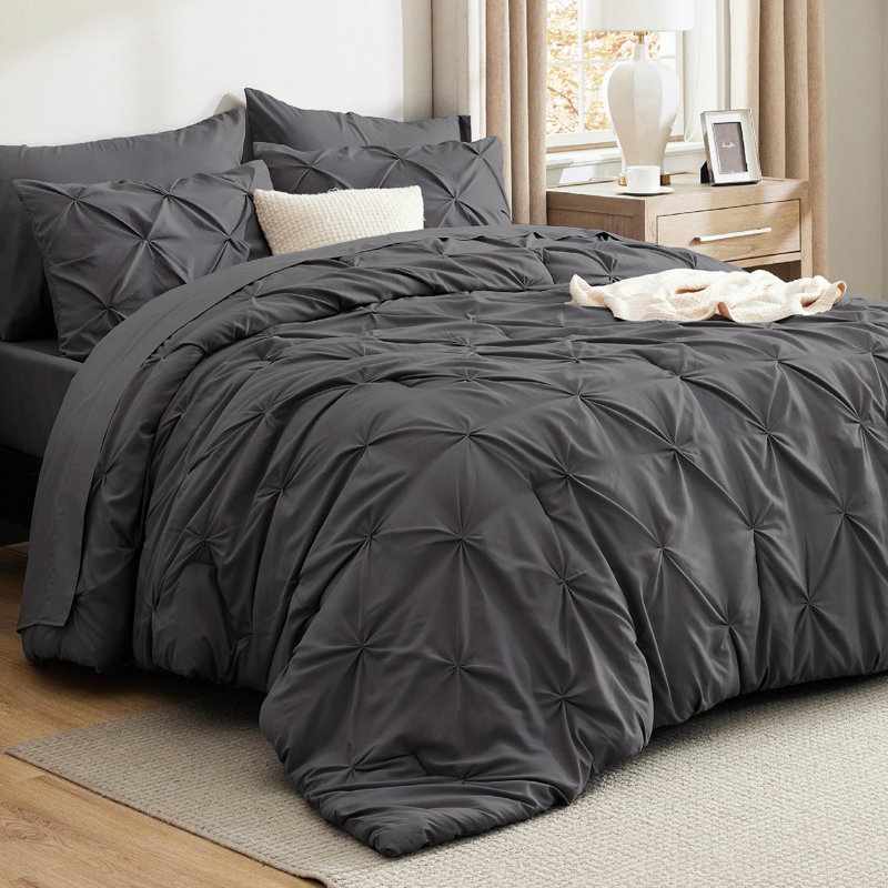 Ensembles de plis pincés Pintuck (ensemble de 5 ou 7), 89 g / m², Grand lit, Ombre silencieuse
