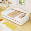 Lit de jour simple TG revêtu de lin avec éclairage DEL et deux tiroirs de rangement-158094489-158094487