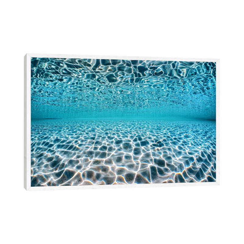 Electric Blue Water Hyams Beach by Jordan Robins - Print on Canvas, 66.04cm H x 101.6cm W x 3.81cm D, White Framed