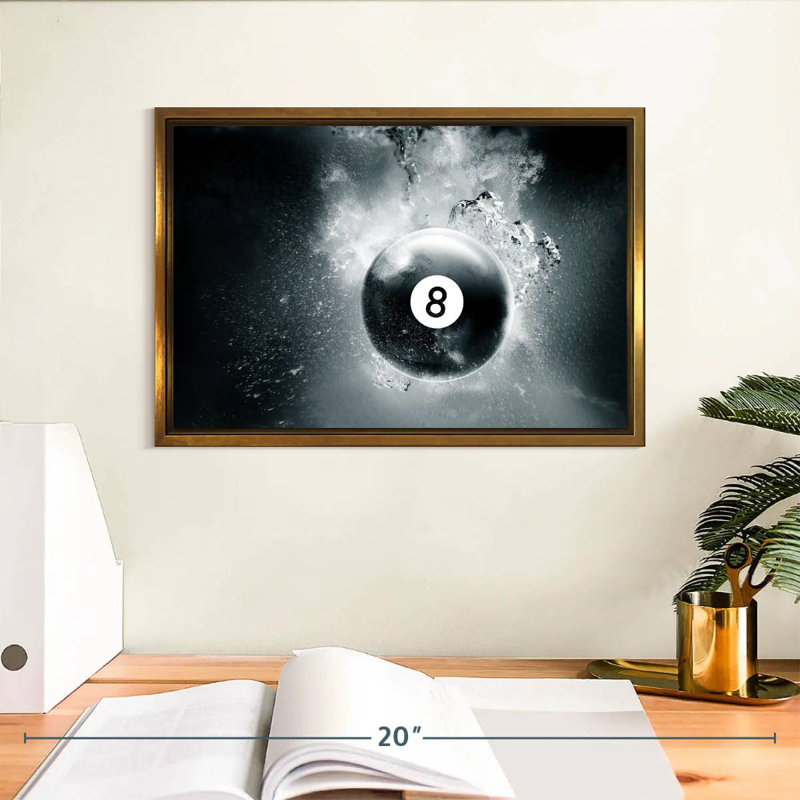 Goutte d'eau à huit boules, 13 po x 9 po, Cadre flottant doré