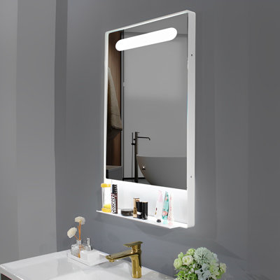 Flat Wall Mirror with Shelves