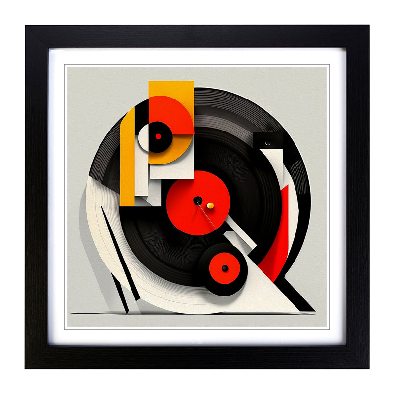 Vinyl Record Suprematism - Framed Print, Black