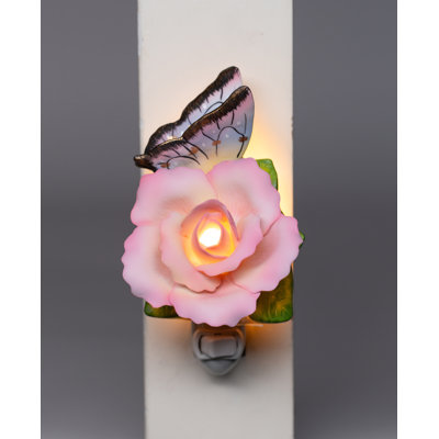 Butterfly with Peace Rose Night Light