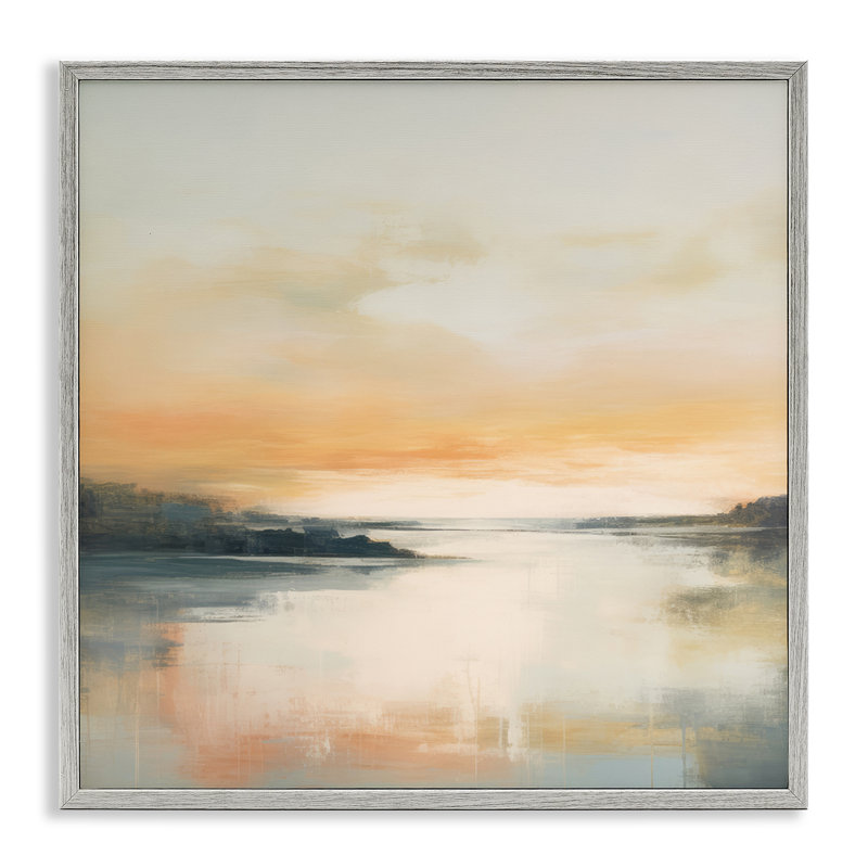  Clear Sunset on Lake Grey Framed Giclee Art by Irena Orlov, H 24 po x l 24 po, Estampe numérique Farmhouse