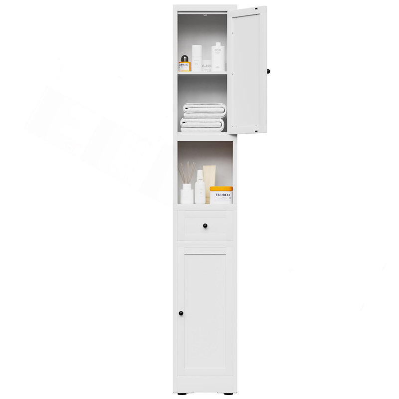 Armoire de rangement pour salle de bain de 71 pouces de hauteur, armoire étroite en métal à 5 niveaux avec 2 portes et tablettes réglables, armoire autoportante pour économiser de l'espace dans la cuisine, la salle de lavage et le garde-manger