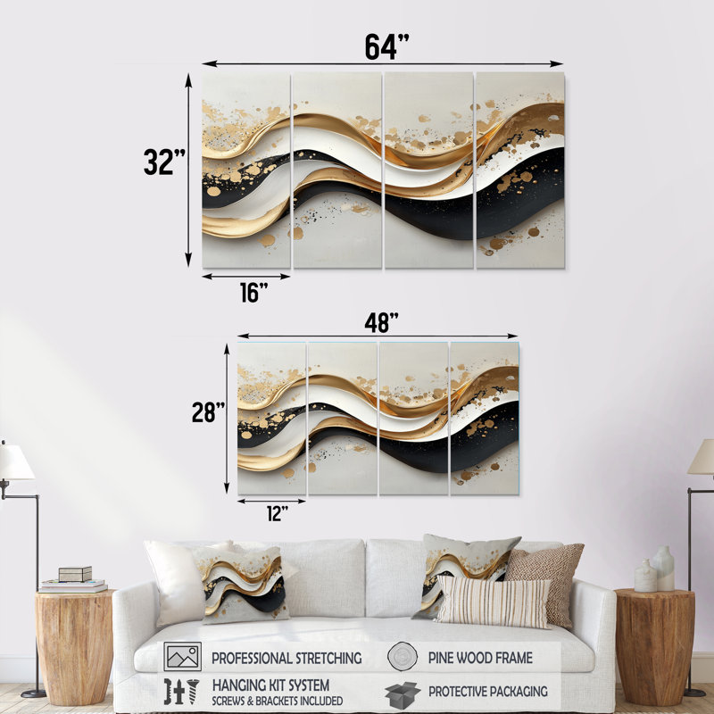 Art moderne abstrait sur toile, 4, H 28 po x l 48 po