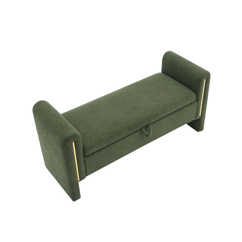 Banc de bout avec accoudoirs et rangement Modern Teddy Bed, Vert olive
