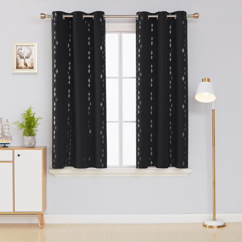 Bedolla Room Darkening Curtain Pair, Black, 42" W x 71"L
