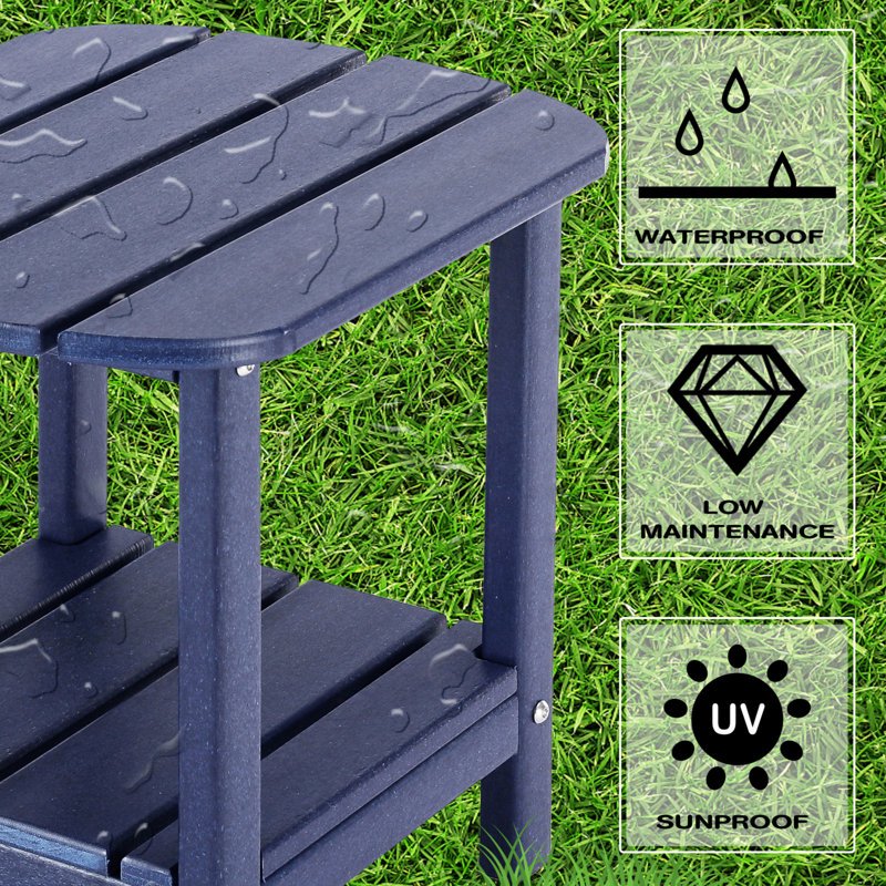 Navy Blue Resin Outdoor Adirondack Side Table