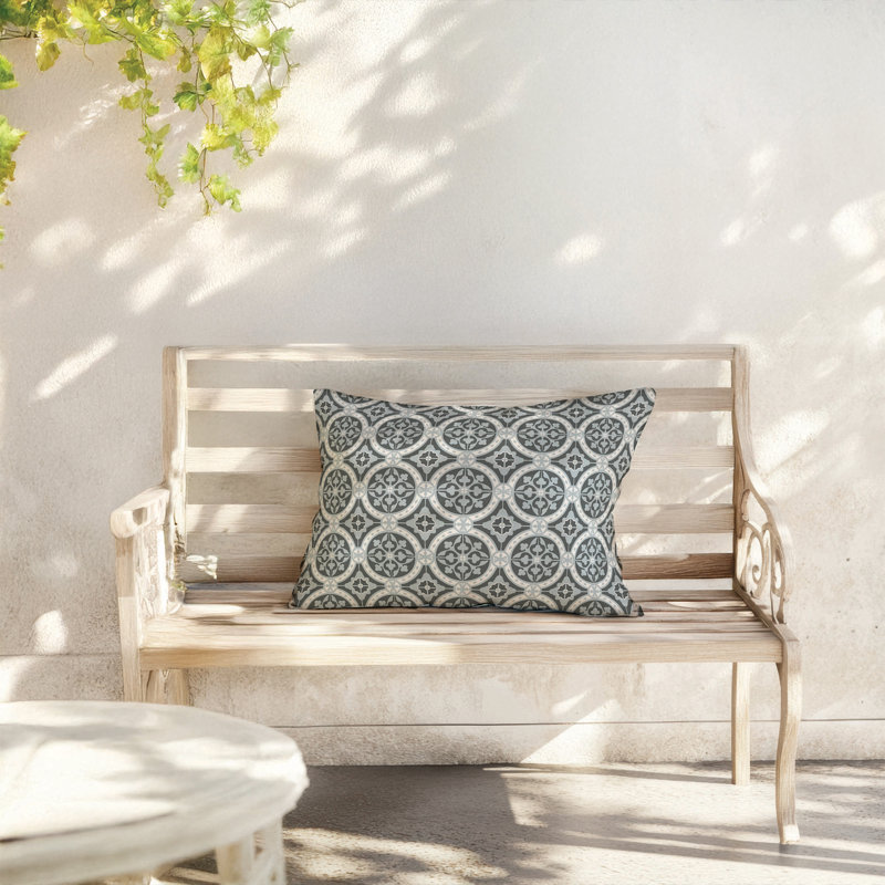 Coussin extérieur Aleah, Motif géométrique gris anthracite