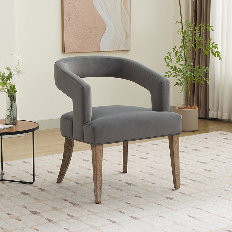 Chaise d'appoint moderne avec dossier ouvert, Velours gris velours
