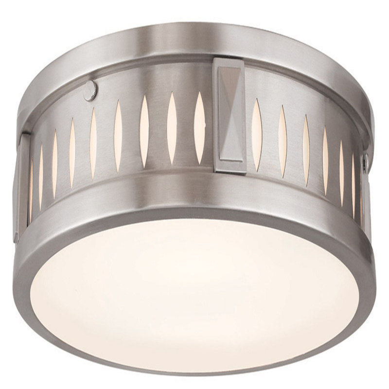 Plafonnier encastré en verre Hyrum, H 4 po x l 12 po x P 12 po, Nickel brossé