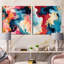 Tourbillons de marbre colorés colorés III - Collages abstraits carrés, ensemble de 2 collages-101857771-101857772