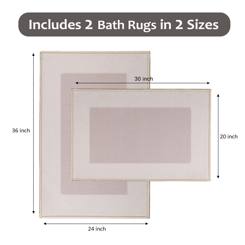 Kashmir Washable Non-Slip Latex Backing 2 Piece Kitchen Rug Set, Tan