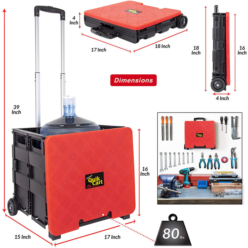 Chariot rapide avec couvercle dbest products, Rouge