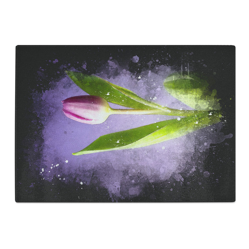 Tulip Flower Paint Splash Chopping Board, 0.4cm H x 20cm W x 28.5cm L