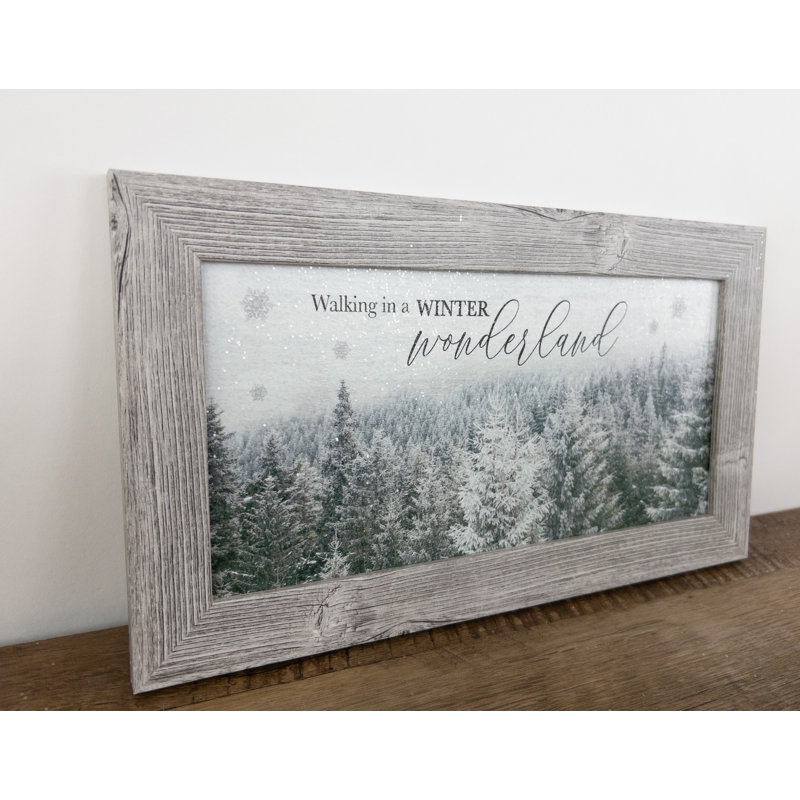 «Walking In A Winter Wonderland Woods Snow», art textuel encadré