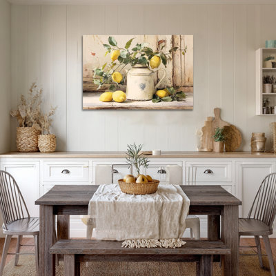 Art mural citron, décoration murale de cuisine rétro au citron, images de citron pour la cuisine, impressions sur toile de fruits méditerranéen, affiche de décoration murale d'art italien 12 po x 18 po