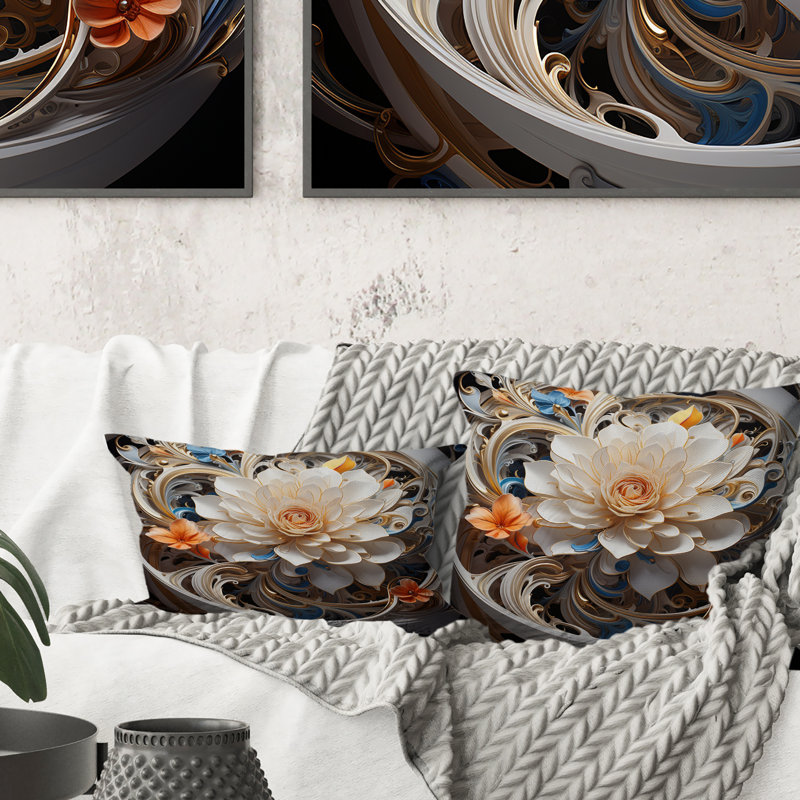 Coussin décoratif Electrifiant Vibrant Fractal Flowers - Abstract Botanicals