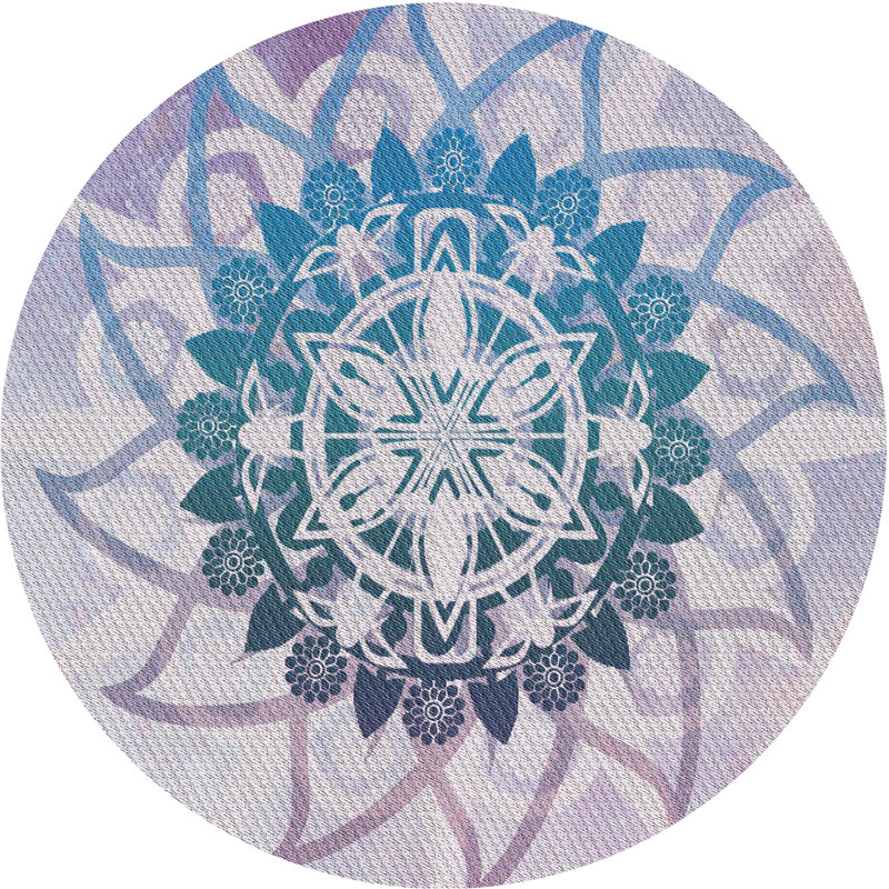 Tapis mauve/vert à tisser électrique, Rond 4 pi