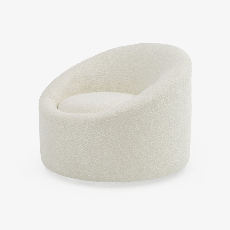 Fauteuil demi-tonneau pivotant en polyester 33 cm de largeur Hughes, Boucle blanc