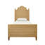 Bed Frame with Arched Headboard, Side Rails, and Footboard in Rattan with Wood Feet-6313011