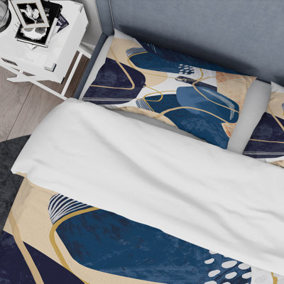 Minimalistic Blue & Earth Tone Shapes II - Modern Duvet Cover Set