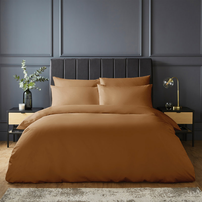 Silentnight Pure Cotton 200 TC Duvet Cover Set, Terracotta, Double Duvet Cover + 2 Standard Pillowcases