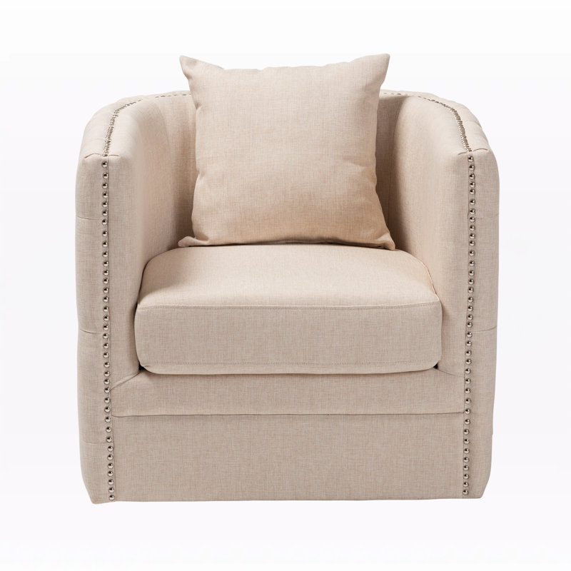 Gerdhilde 76.2Cm Wide Polyester Swivel Armchair, Beige 100% Polyester