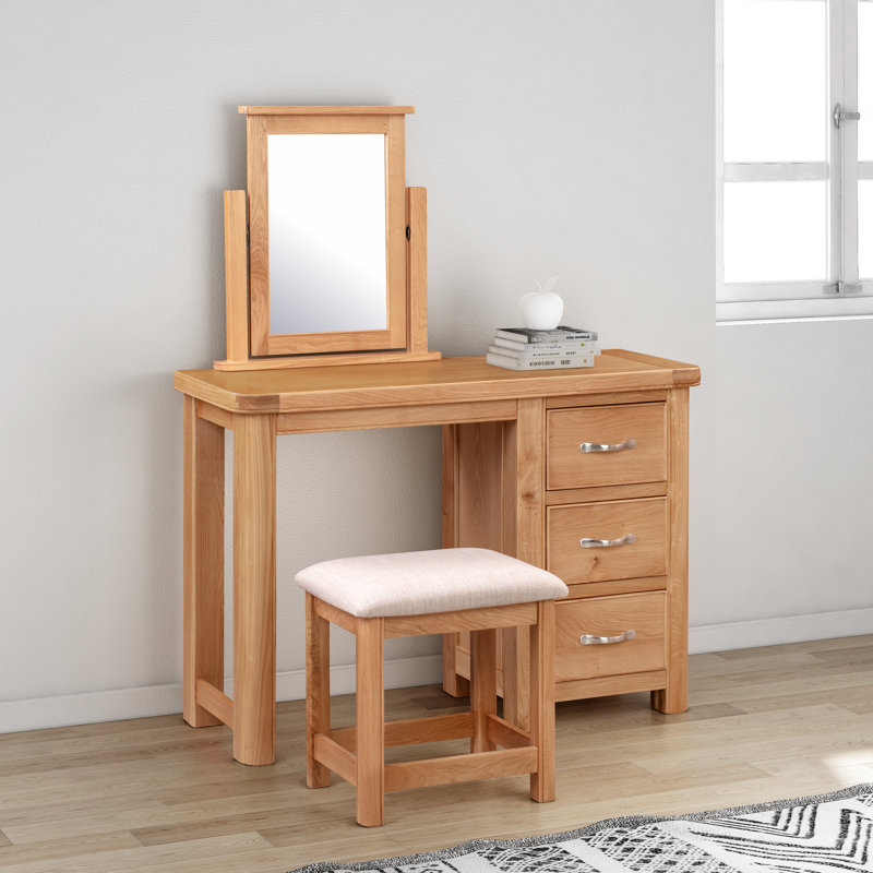 Comfrey Dressing Table with Mirror, Natural/Beige