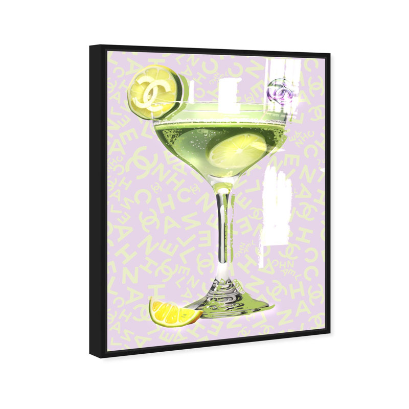 Oliver Gal Daiquiri Paris Glam & Bar - Hand-Applied Glass Coat Framed Canvas Art, Black, 30" H x 24" W