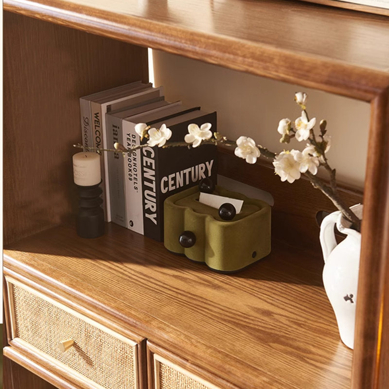 Solid wood frame storage cabinet bookcase
