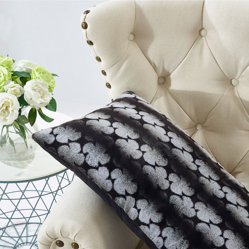 Housse de coussin lombaire à motif floral Ballys, Noir