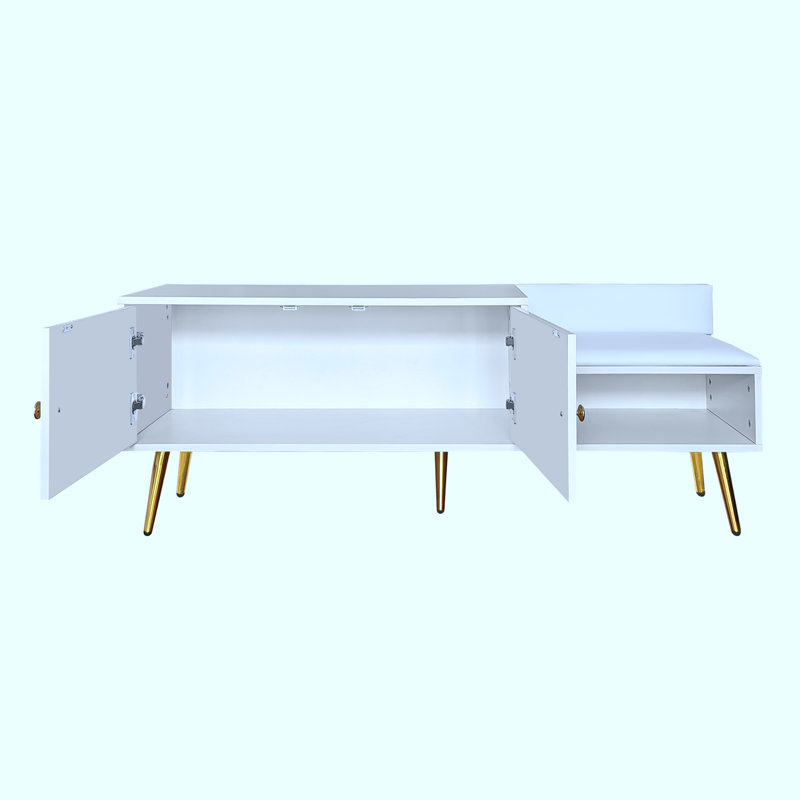 Shoe Storage Bench Including Cushions, Antique White