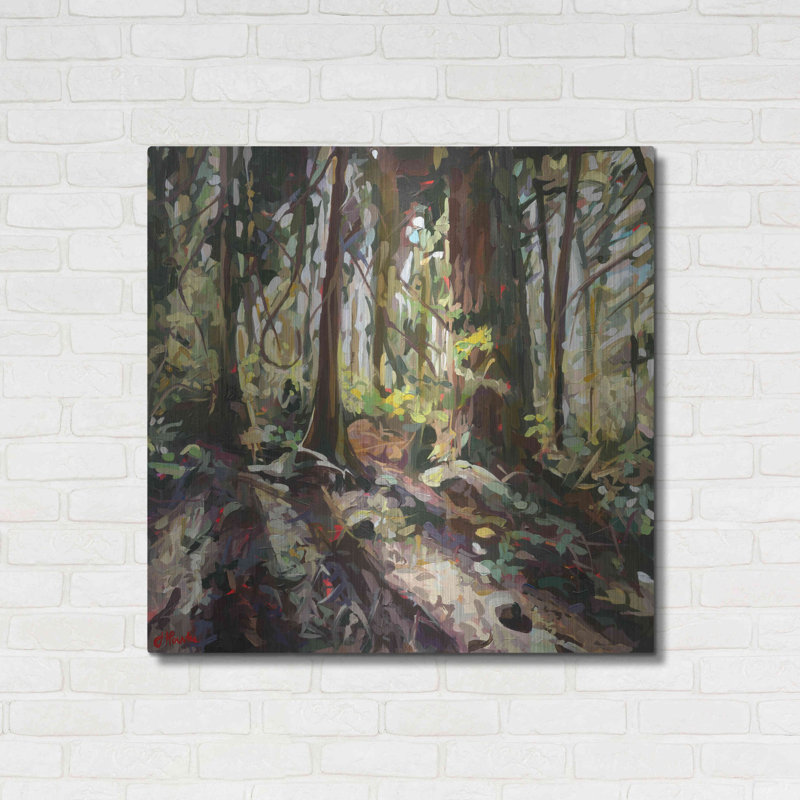 Cedar Shadows par Joanne Hastie - peinture sur métal sans cadre, H 36 po x l 36 po x P 0,13 po