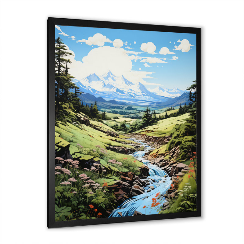 Bartosz Green Mountains Summer Peaks Pastoral III, H 44 po x l 34 po x P 1,5 po, Cadre photo noir