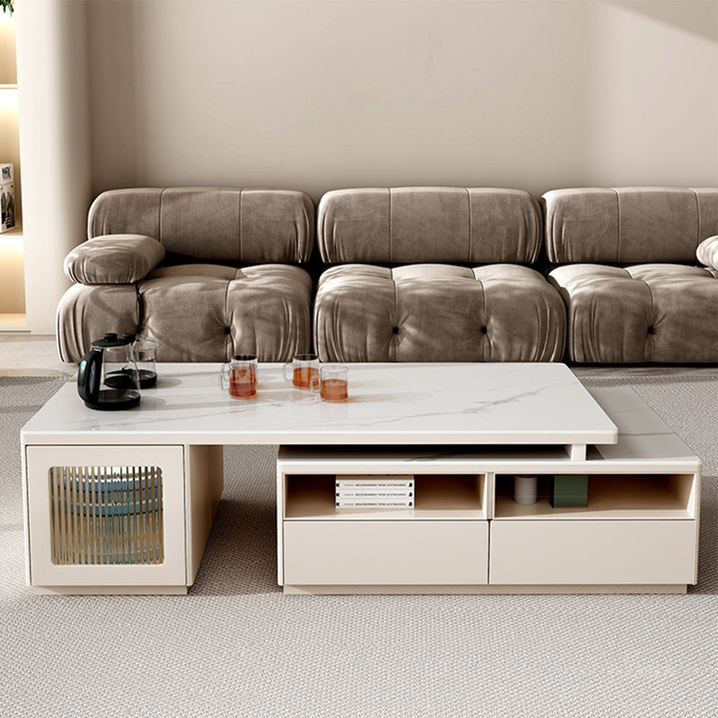 Table basse moderne avec casiers spacieux, Crème, crème
