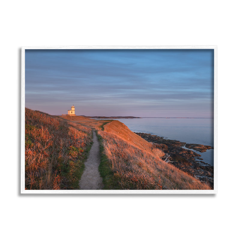 Chemin vers le phare - impression d'un cadre photo sur bois, Cadre blanc, H 16 po x l 20 po x P 1,5 po